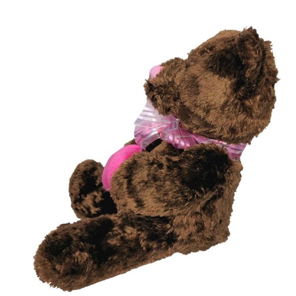 Walmart Valentines Brown Teddy Bear Pink Heart Bow Plush Stuffed Animal 10” - Picture 4 of 5